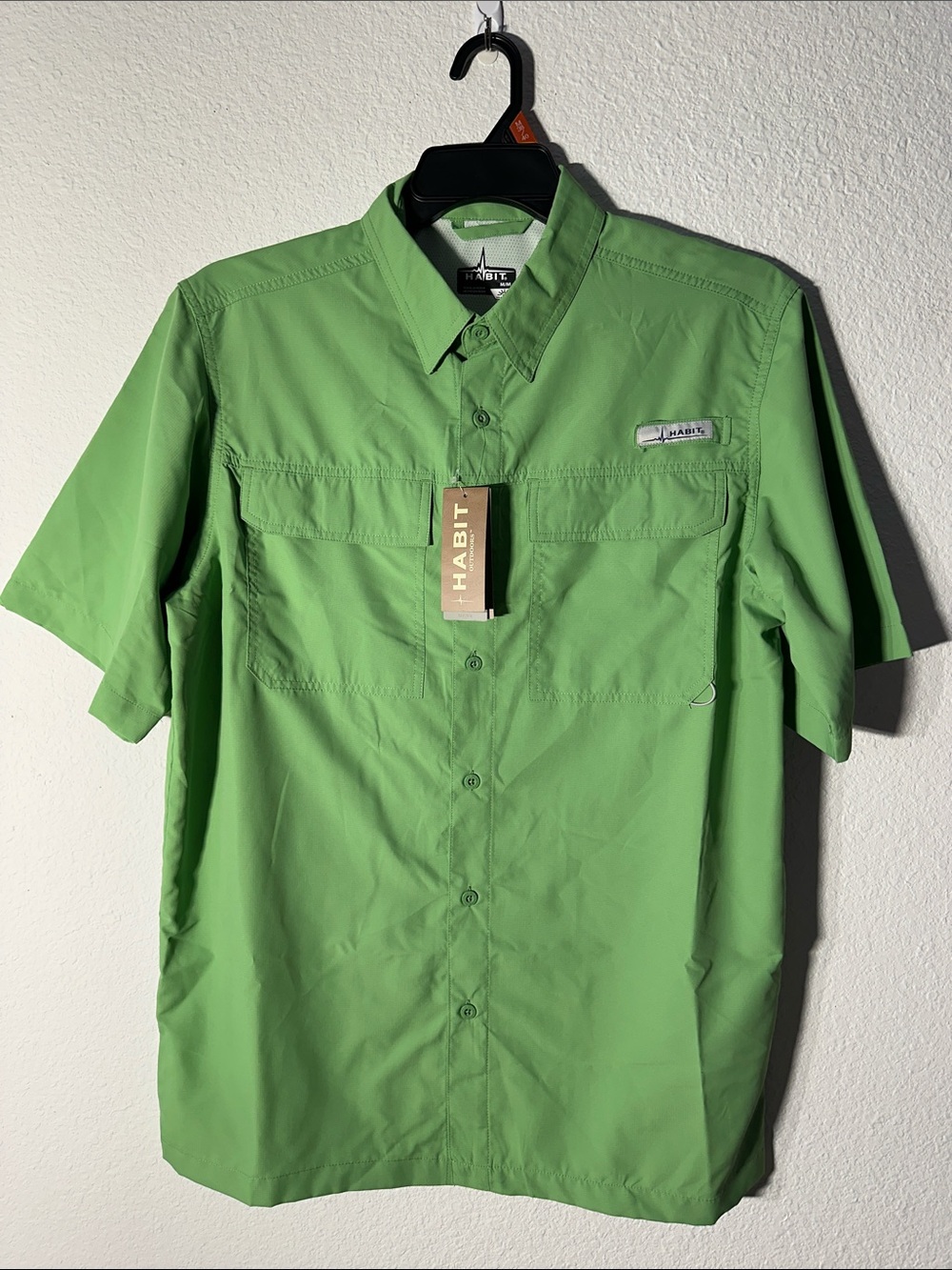 Habit Men's Short-Sleeve Button-Down Shirt in Lime Green